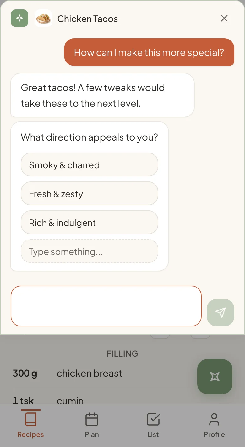 Stuck on a recipe? Just ask.