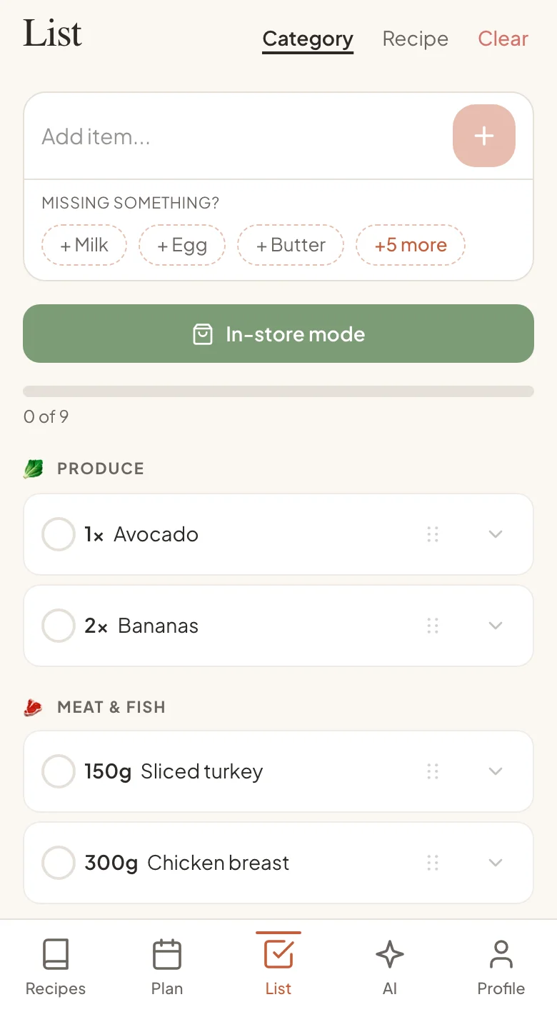 Walk into the store with the whole list